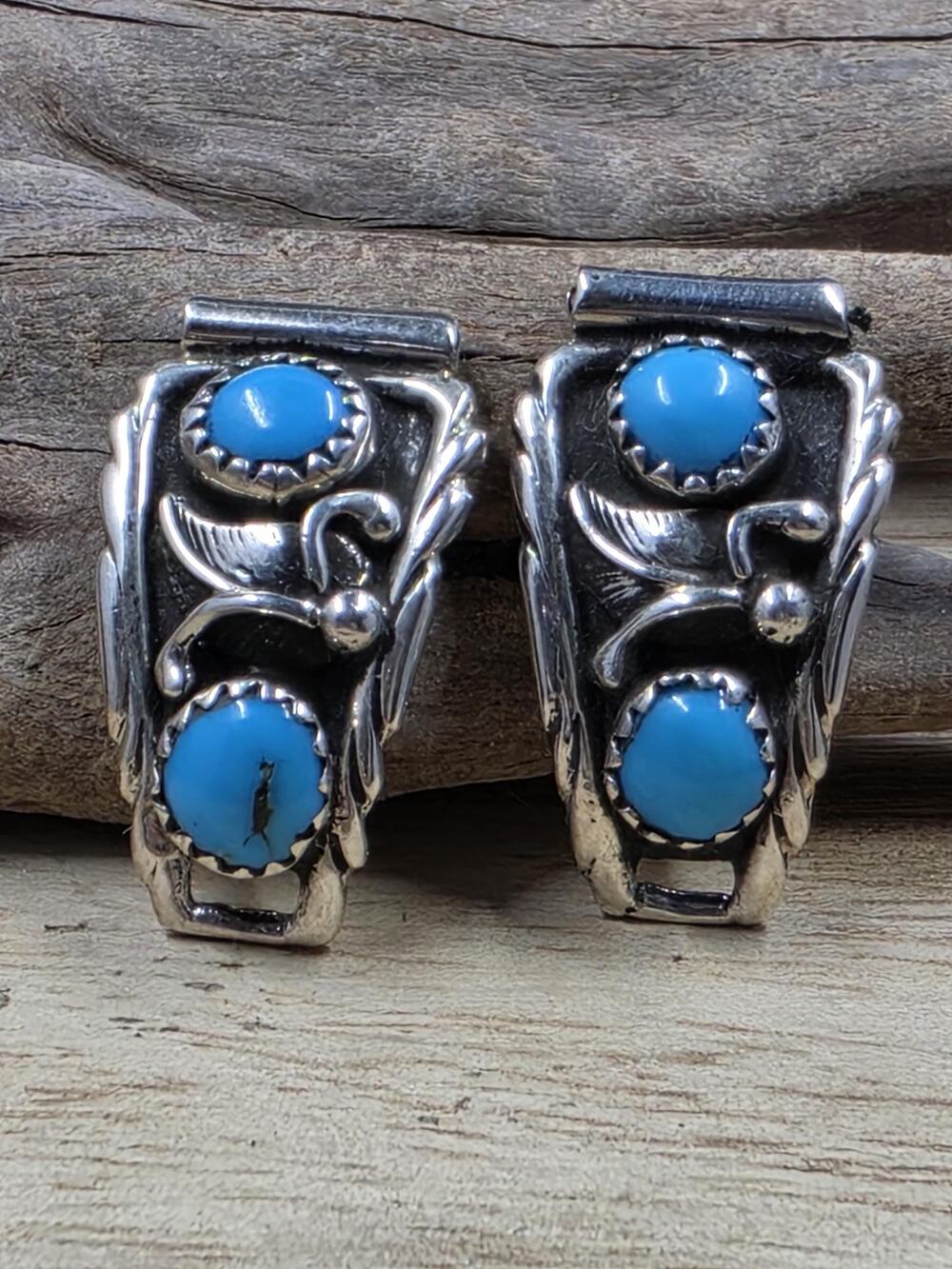 Vintage RB Richard Begay sterling and turquoise watch tips - women's watch